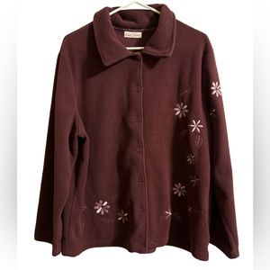 Vintage Carroll Reed Maroon Flower Button Up Coat Size XL